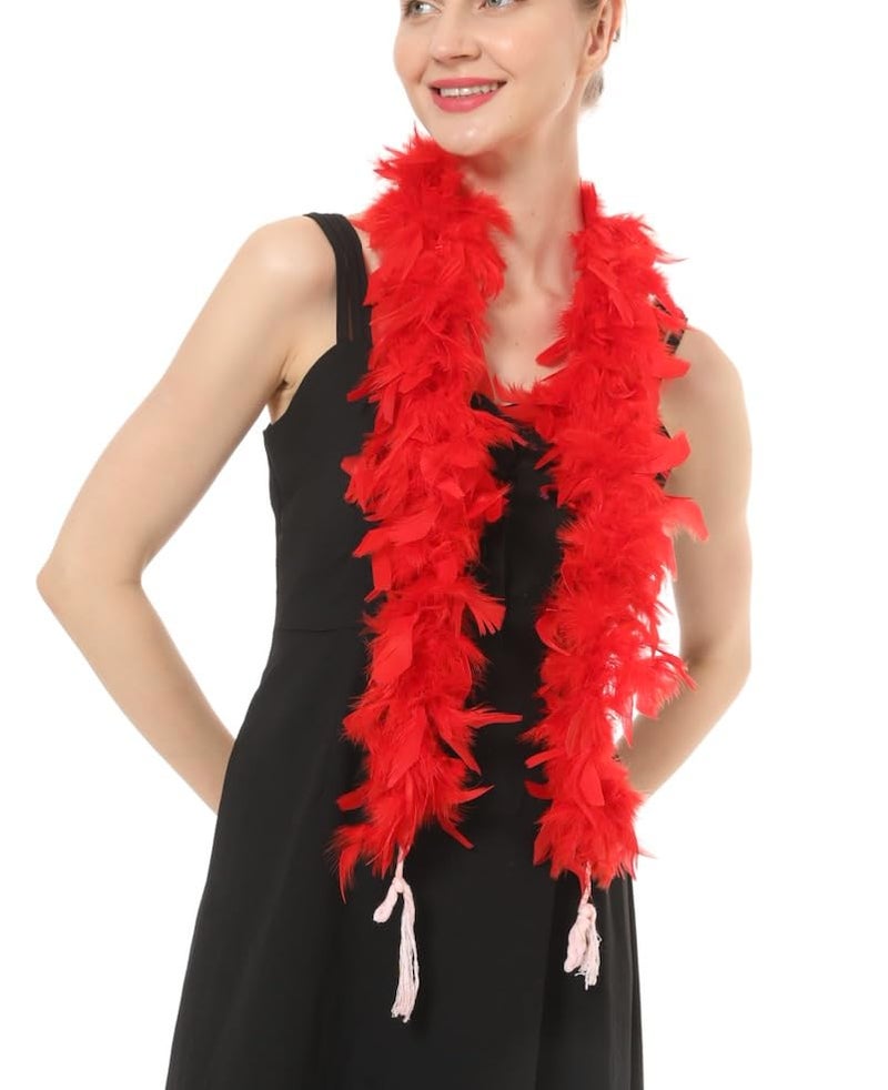 Flydreamfeathers 25 Gram, 4 Feet Long Chandelle Feather Boa, Feather Boa, Great for Party, Wedding, Halloween Costume, Christmas Tree, Decoration (Red) - Image 3